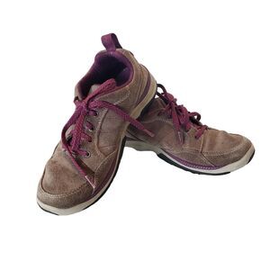 LL Bean 501754 Leather Suede Athletic Shoes Gray/Purple Women's 6 1/2 Medium
